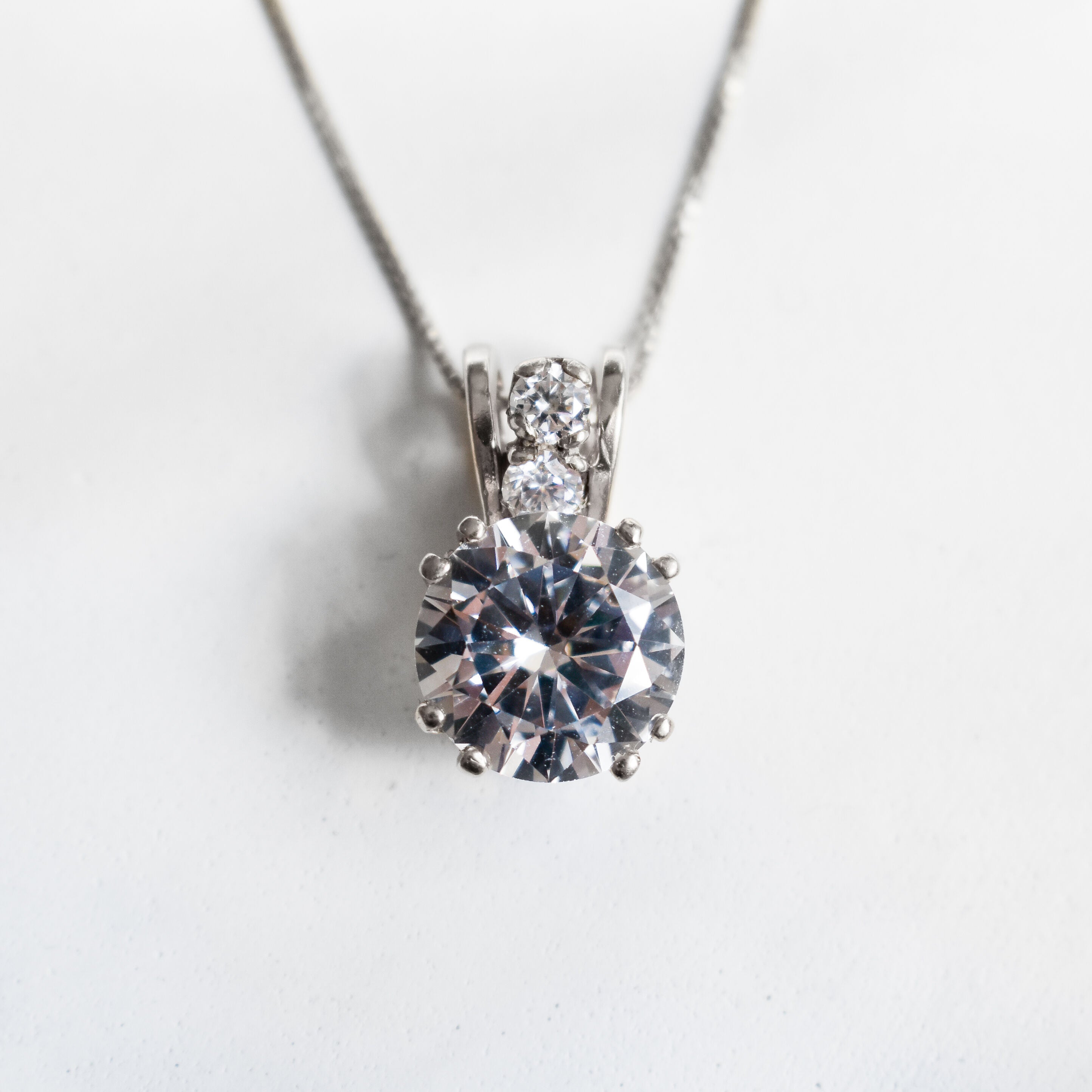 Diamond Pendant, Created Diamond, Sparkly Pendant, Bridal Pendant, Sparkly Vintage Pendant, Cubic Zirconia Pendant, Solid Silver Pendant