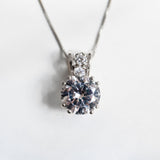 Rose Gold Diamond Pendant - Sparkly Bridal Necklace - Classy Vintage Necklace