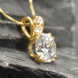 Created Diamond Gold Pendant, Diamond Vintage Necklace, Antique Diamond Ring