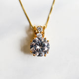 Rose Gold Diamond Pendant - Sparkly Bridal Necklace - Classy Vintage Necklace