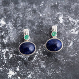 Sodalite Earrings - Emerald Bezel Earrings - Blue Drop Earrings