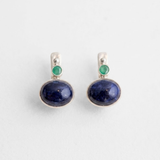 Sodalite Earrings - Emerald Bezel Earrings - Blue Drop Earrings