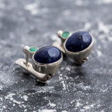 Sodalite Earrings - Emerald Bezel Earrings - Blue Drop Earrings