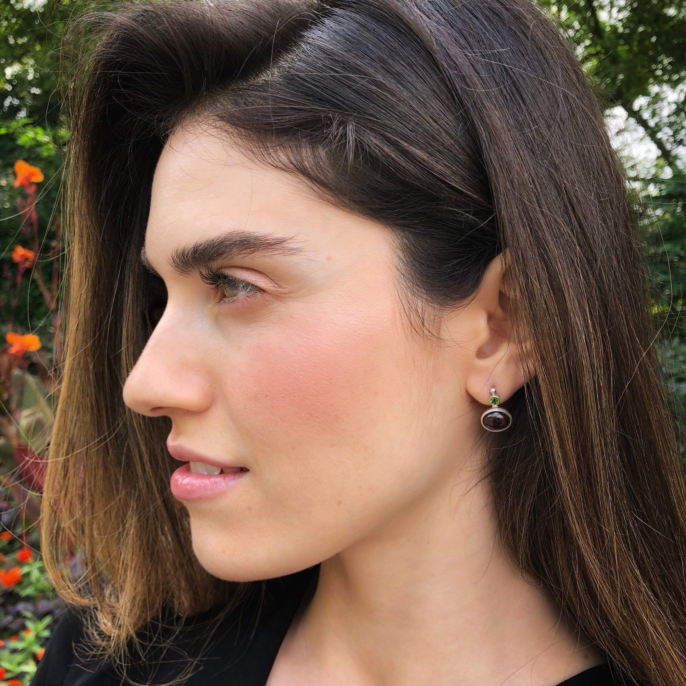 Sodalite Earrings, Natural Sodalite, Emerald, Natural Emerald, Blue Earrings, Green Earrings, Vintage Earrings, Silver Earrings, Sodalite