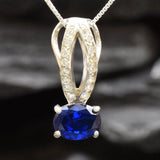 Beautiful 925 Sterling Silver pendant with an oval blue sapphire, perfect for celebrating a September birthday or special moments.