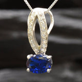 Blue Sapphire Pendant - Vintage Oval Necklace - Classy Drop Necklace