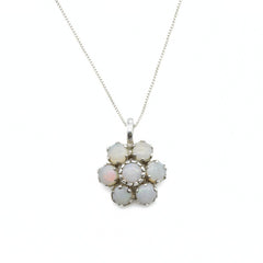 Opal Pendant, Natural Opal, October Birthstone, Daisy Pendant, Flower Pendant, Petal Pendant, Fire Opal Pendant, 925 Silver Pendant, Opal