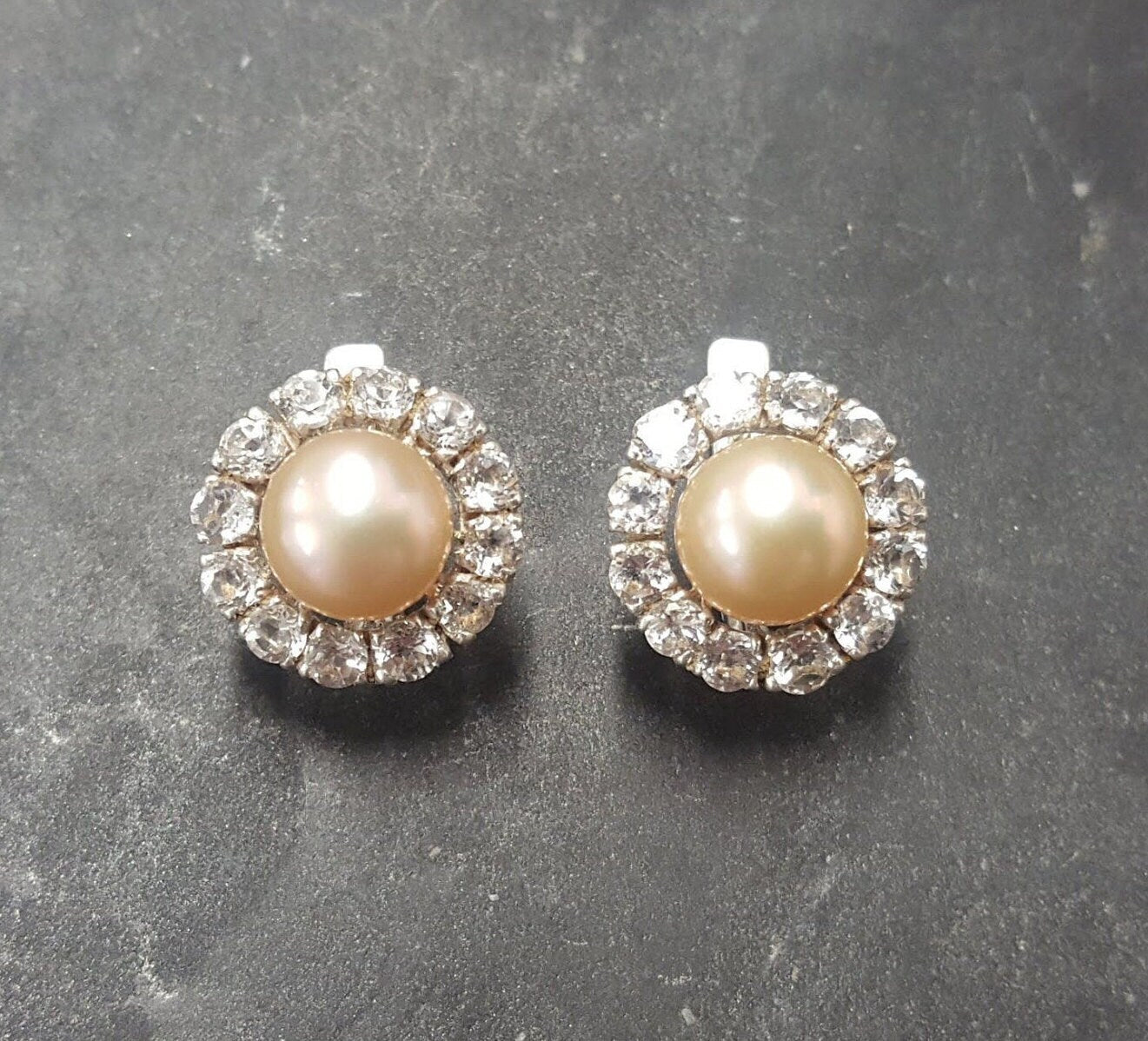 Pearl Earrings, Beige Pearl Earrings, Natural Pearl, June Birthstone, Victorian Earrings, Vintage Earrings, Round Earrings, Silver Earrings