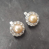 Pearl Earrings, Beige Pearl Earrings, Natural Pearl, June Birthstone, Victorian Earrings, Vintage Earrings, Round Earrings, Silver Earrings