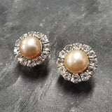 Pearl Earrings, Beige Pearl Earrings, Natural Pearl, June Birthstone, Victorian Earrings, Vintage Earrings, Round Earrings, Silver Earrings