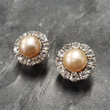 Gold Pearl Earrings - Natural Pearl Studs - Victorian Pearl Earrings