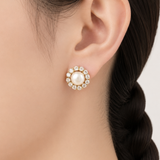 Gold Pearl Earrings - Natural Pearl Studs - Victorian Pearl Earrings