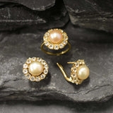 Gold Pearl Earrings - Natural Pearl Studs, Victorian Pearl Earrings