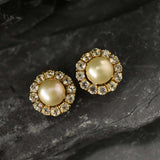 Gold Pearl Earrings - Natural Pearl Studs, Victorian Pearl Earrings