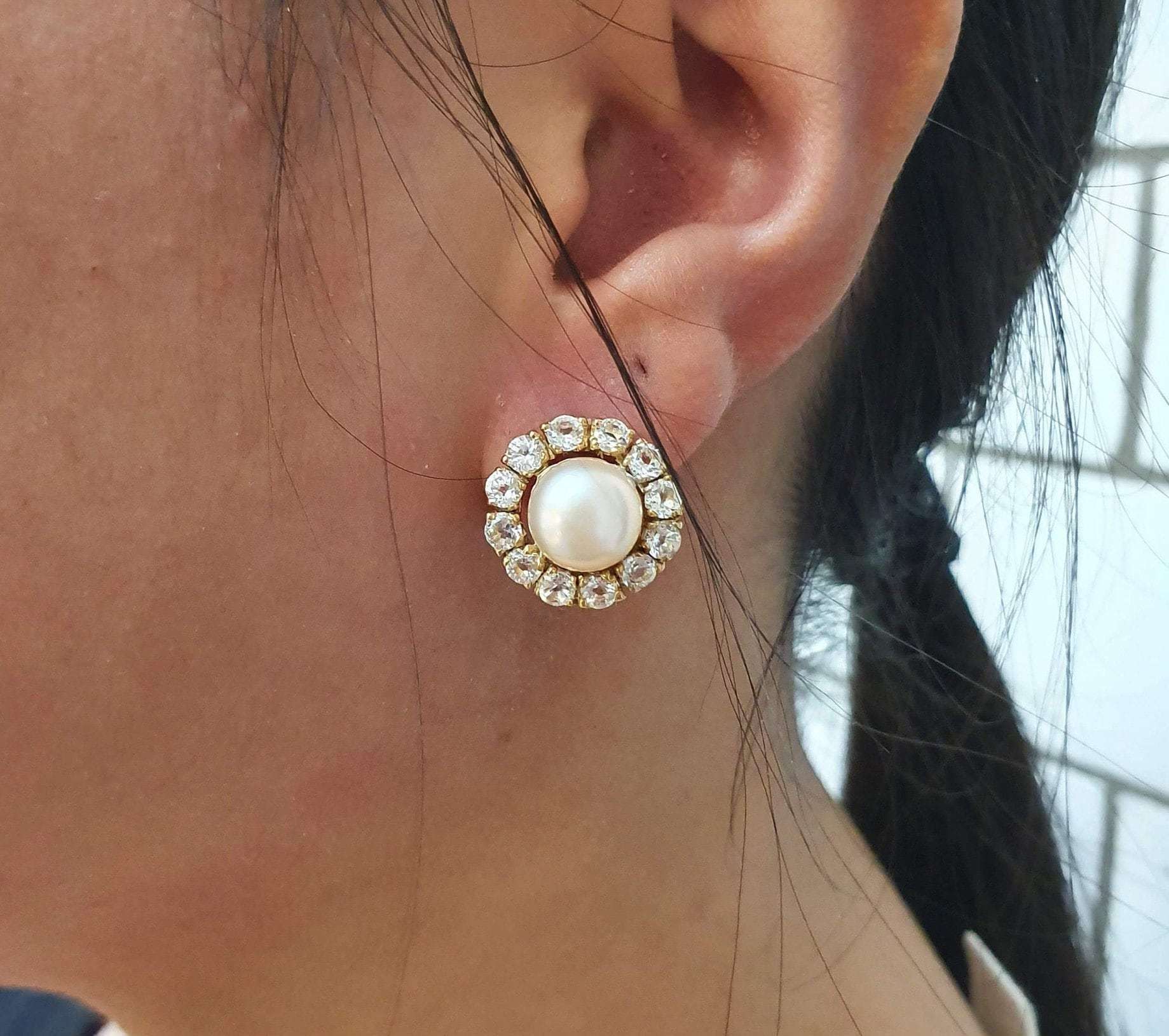 Pearl Earrings, Beige Pearl Earrings, Natural Pearl, June Birthstone, Victorian Earrings, Vintage Earrings, Round Earrings, Silver Earrings(1)