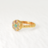 Elegant 18k Gold Vermeil Opal Ring with White Opal, a symbol of beauty, perfect for special occasions and daily wear.
