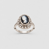 Victorian Cameo Ring - Lady Antique Ring - Roman Silver Ring