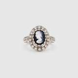 Victorian Cameo Ring - Lady Antique Ring - Roman Silver Ring