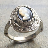 Victorian Cameo Ring - Lady Antique Ring - Roman Silver Ring