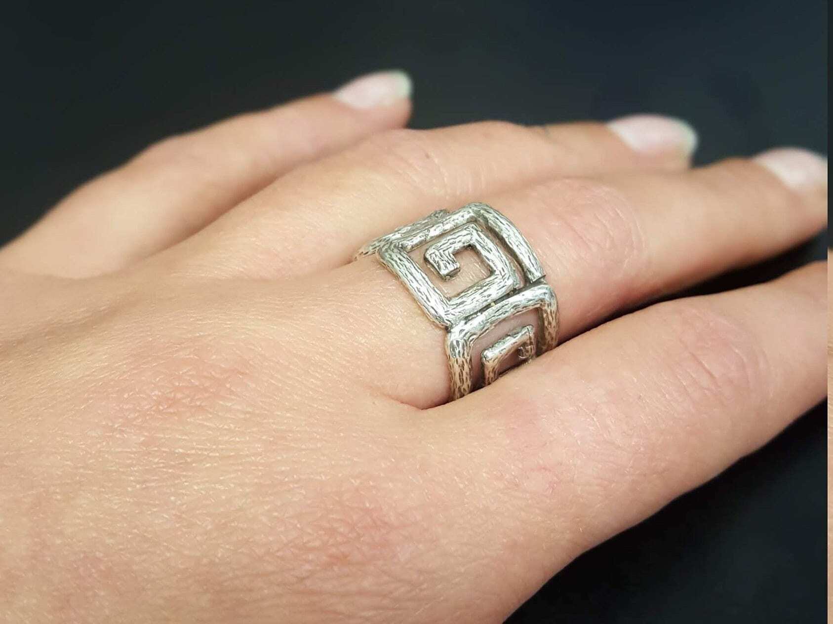 Statement Silver Ring Wide Spiral Ring Textured Silver Ring