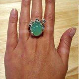 Chrysoprase Ring - Green Statement Ring - Chrysoprase Flower Ring