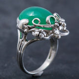 Chrysoprase Ring - Green Statement Ring - Chrysoprase Flower Ring