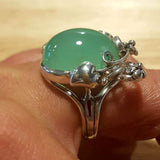 Chrysoprase Ring - Green Statement Ring - Chrysoprase Flower Ring