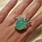 Chrysoprase Ring - Green Statement Ring - Chrysoprase Flower Ring