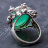 Chrysoprase Ring - Green Statement Ring - Chrysoprase Flower Ring