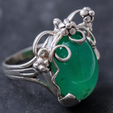 Chrysoprase Ring - Green Statement Ring - Chrysoprase Flower Ring