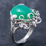 Chrysoprase Ring - Green Statement Ring - Chrysoprase Flower Ring