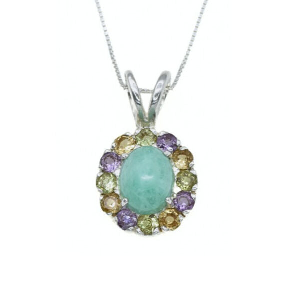 Natural Emerald Pendant made in 925 Sterling Silver with Oval Natural Green Emerald in Halo setting, May Birthstone gift idea, symbolizes growth, harmony, and deep emotional healing, ideal for everyday wear and perfect for birthday gifting and special occasions.