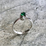 Emerald Ring, Emerald Promise Ring, Created Emerald, Engagement Ring, Vintage Rings, Emerald Dainty Ring, Silver Promise Ring, Solid Silver