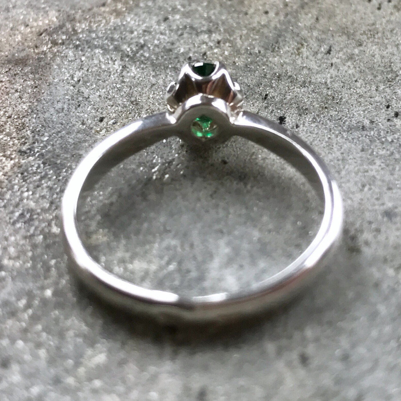 Emerald Ring, Emerald Promise Ring, Created Emerald, Engagement Ring, Vintage Rings, Emerald Dainty Ring, Silver Promise Ring, Solid Silver