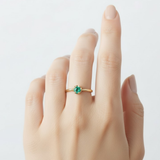 18k Gold Vermeil Emerald Ring featuring a Round Created Green Emerald, perfect for births, special occasions, and everyday wear.