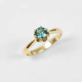Created Emerald Ring made in 18k Gold Vermeil with Round Created Green Emerald in Solitaire setting, May Birthstone gift idea, symbolizes, ideal for everyday wear and perfect for birthday gifting and special occasions.