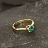 Gold Emerald Ring - Green Solitaire Ring, Emerald Engagement Ring