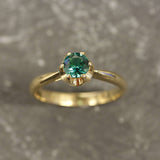 Gold Emerald Ring - Green Solitaire Ring, Emerald Engagement Ring