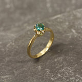 Gold Emerald Ring - Green Solitaire Ring, Emerald Engagement Ring