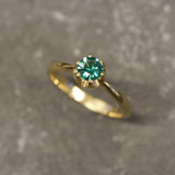 Gold Emerald Ring - Green Solitaire Ring, Emerald Engagement Ring