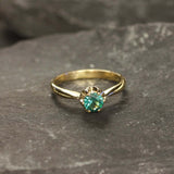 Gold Emerald Ring - Green Solitaire Ring, Emerald Engagement Ring