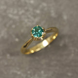 Gold Emerald Ring - Green Solitaire Ring, Emerald Engagement Ring