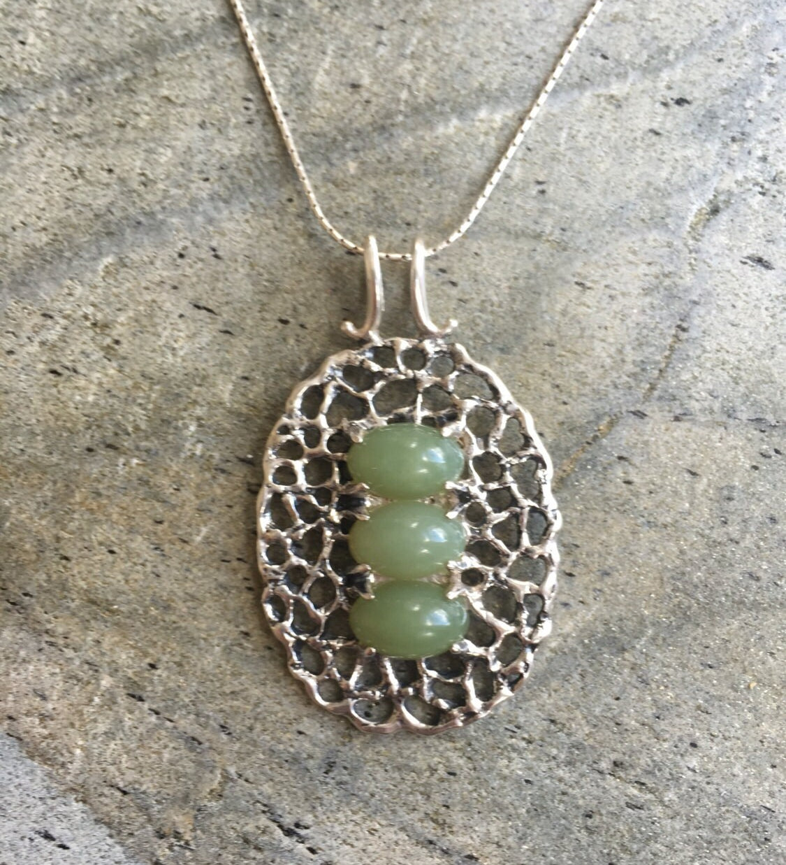 Nephrite Pendant, Nephrite Jade, Statement Pendant, Large Pendant, Natural Stone, Solid Silver Pendant, Unique Pendant, Healing Stones