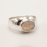 Natural Opal Ring - Vintage Dome Ring - Opal Wide Band