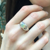 Natural Opal Ring - Vintage Dome Ring - Opal Wide Band