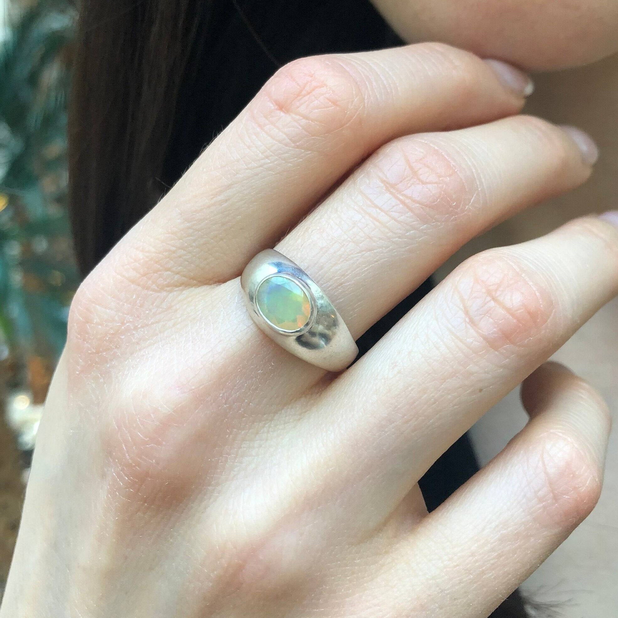 Ethiopian Opal Ring, Opal Ring, Natural Opal, October Birthstone, Silver Shield Ring, Vintage Opal Ring, Fire Opal Ring, Solid Silver Ring