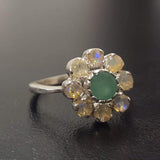 Natural Emerald Ring made in 925 Sterling Silver with Round Natural Green Emerald in Cluster setting, May Birthstone gift idea, symbolizes growth, harmony, and deep emotional healing, ideal for everyday wear and perfect for birthday gifting and special occasions.