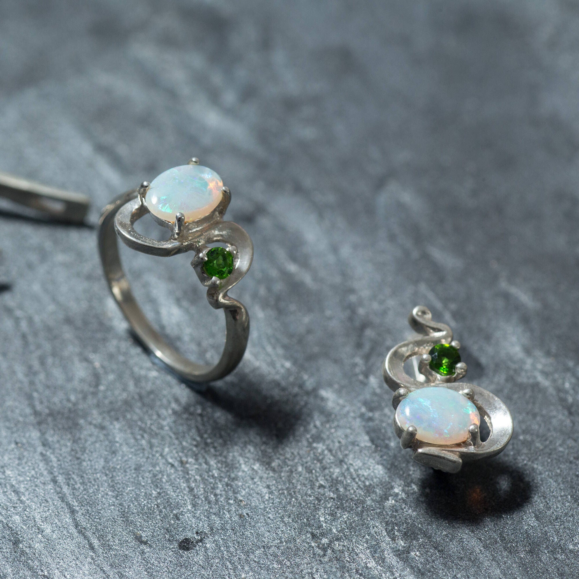 Stylish 925 Sterling Silver ring adorned with a stunning Natural White Australian Opal, ideal for special occasions and celebrations.