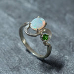 Natural Australian Opal ring in 925 Sterling Silver, symbolizes hope and purity, a thoughtful birthday gift or everyday accessory.