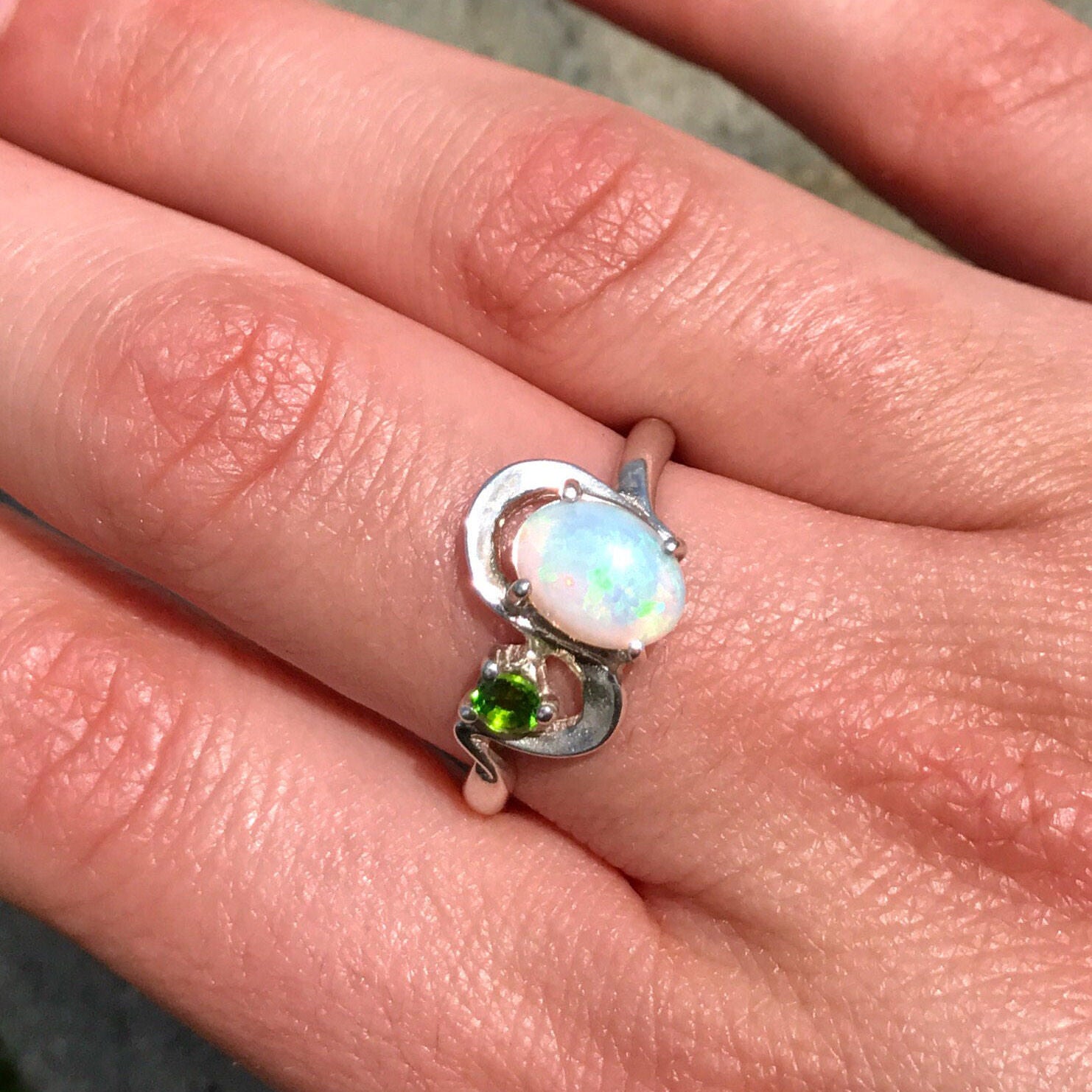 Elegant 925 Sterling Silver ring featuring a gleaming Natural White Australian Opal, perfect for everyday wear and gifting.